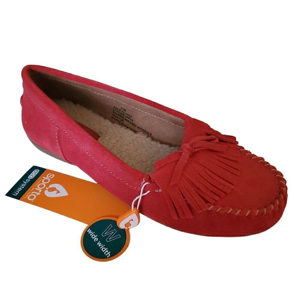 Sporto Red Suede Patty Loafers, Woman's Loafers, Moccasins, Woman's Red Flats